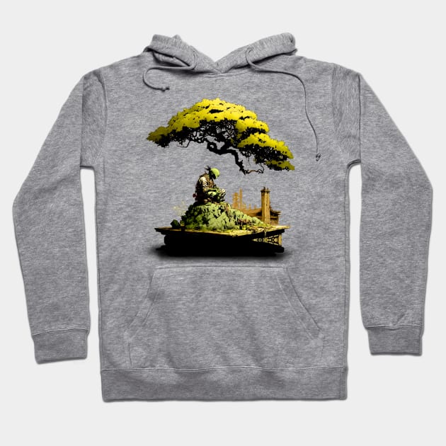 Contemplating the Complexities Under the Japanese Bonsai Tree No. 1 Hoodie by Puff Sumo